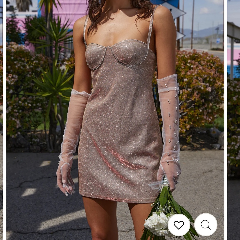 Angelina Pink Shimmer Mini Dress - Small - 12th Tribe